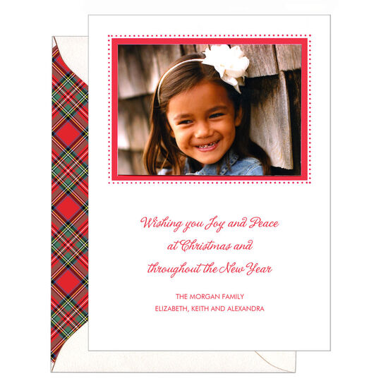 Dot Border Flat Letterpress Photo Cards